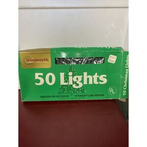 Vintage Woolworth Christmas Indoor/Outdoor Straight Line Design 50 Lights (NEW)